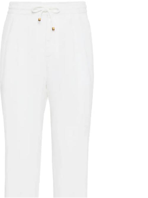 White linen elasticated drawstring pants BRUNELLO CUCINELLI | M243DE1710C2200